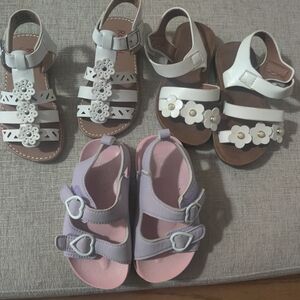 Kids White & Lavender Floral Sandals - Comfortable Straps